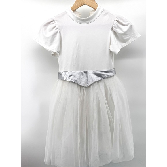 Taylor Joelle Other - Taylor Joelle Tutu Dress Kids Size 8 White Good Silver Metallic Waist Balletcore